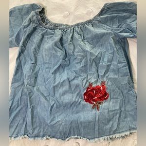 Denim off shoulder top
